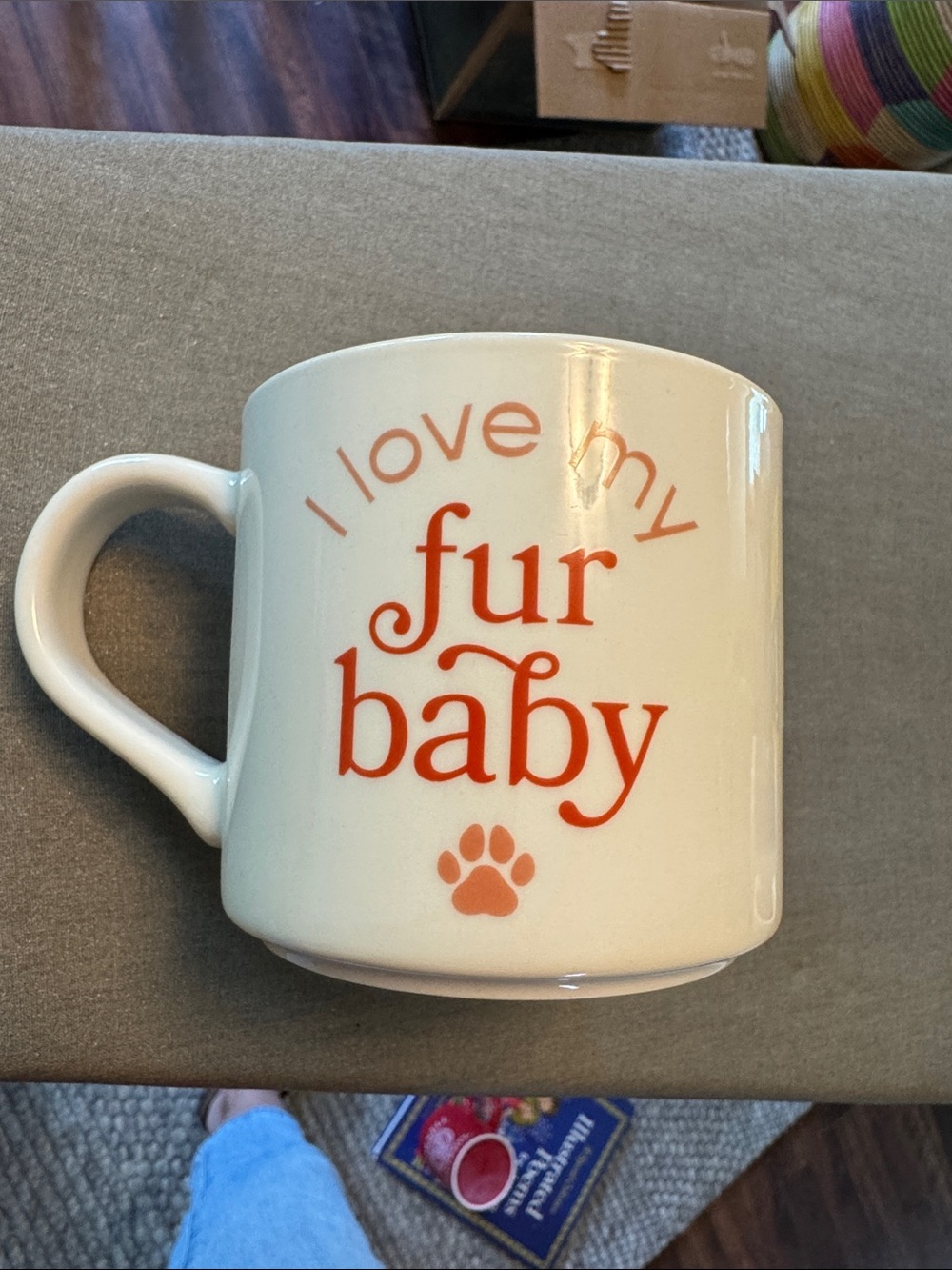 Cream Ceramic Mug “I Love My Fur Baby” - Orange Script